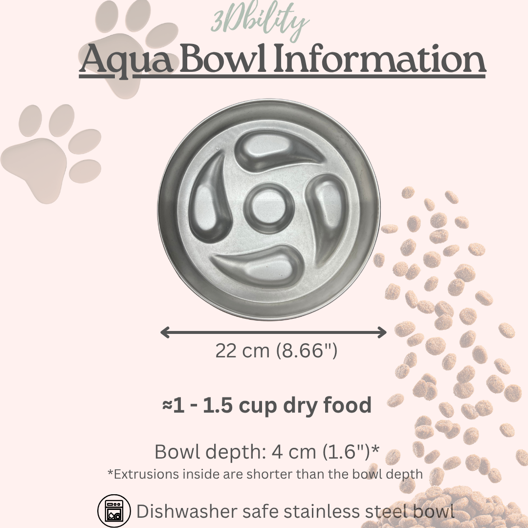 Personalized Slow Feeder Bowl with Aqua Stainless Steel Insert