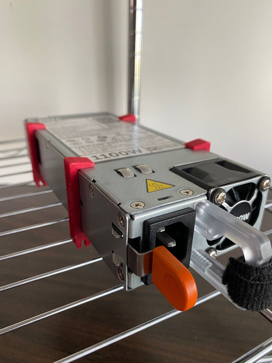 Server Power Supply Mounting Holders for Wire Mining Rig Shelf // 3D printed //