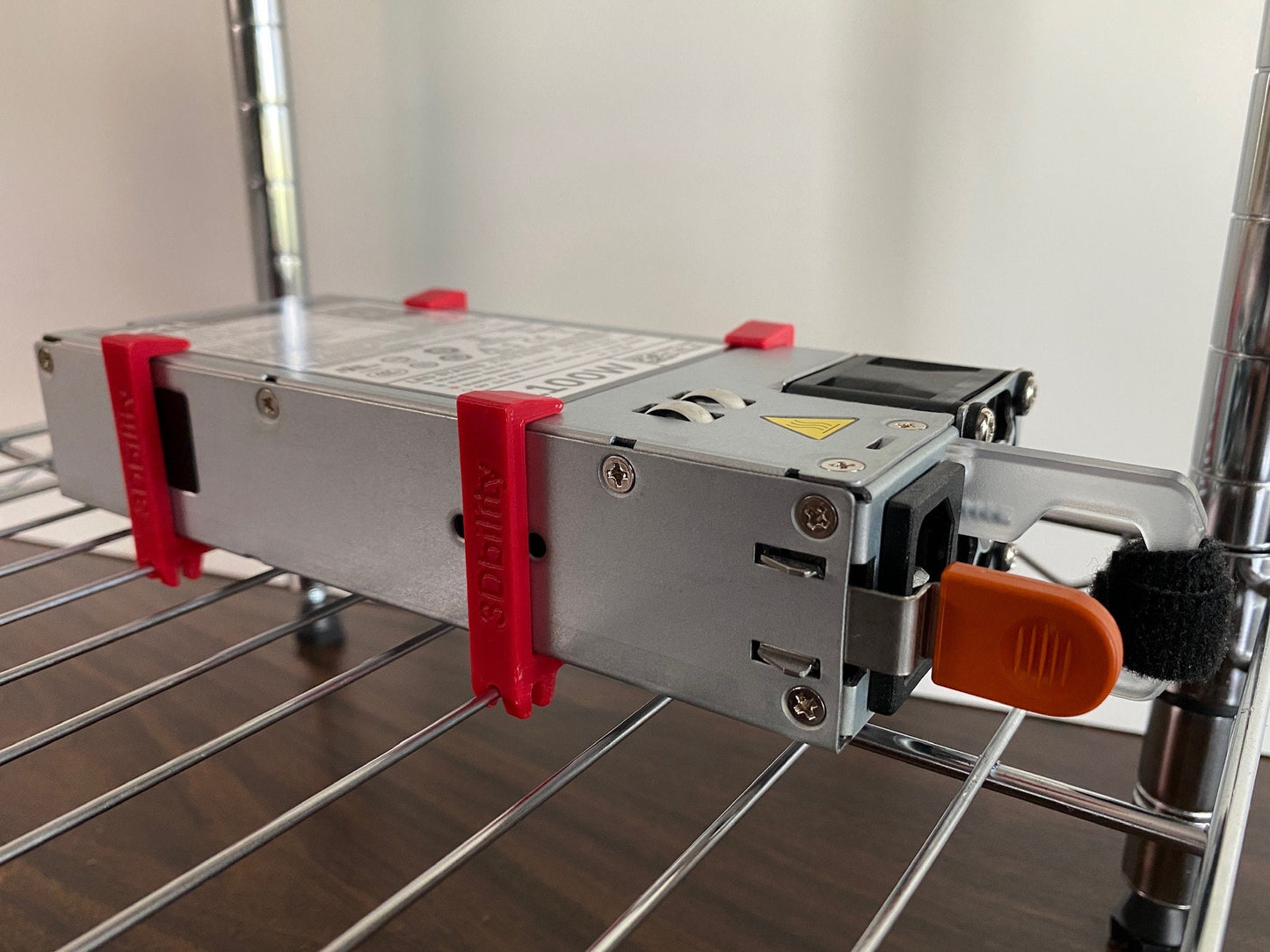 Server Power Supply Mounting Holders for Wire Mining Rig Shelf // 3D printed //