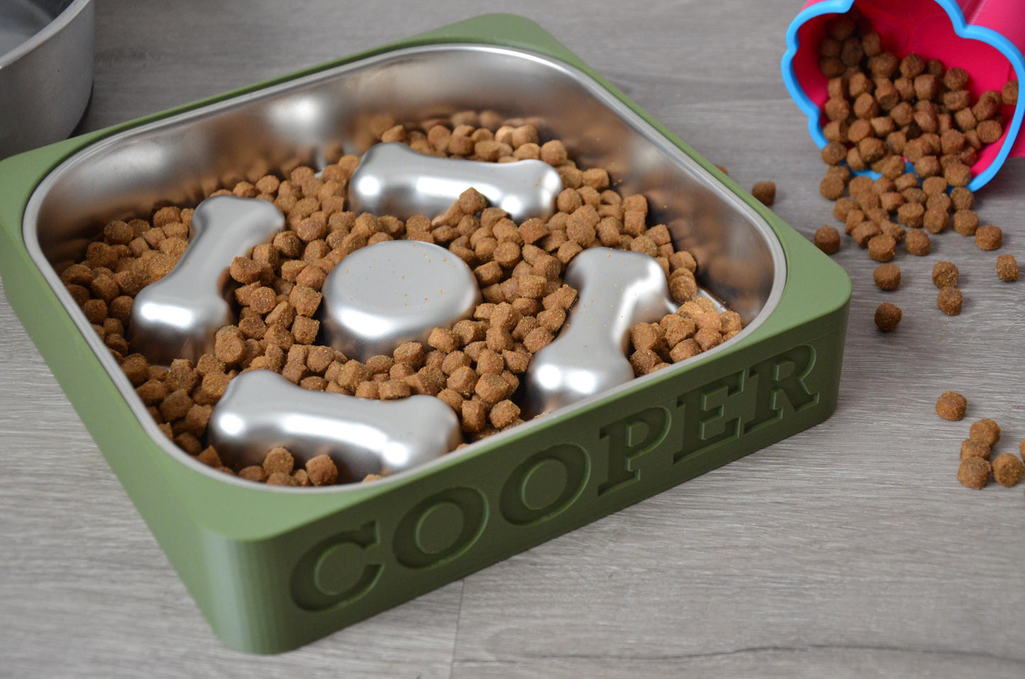Personalized Slow Feeder Bowl with Square Stainless Steel Insert