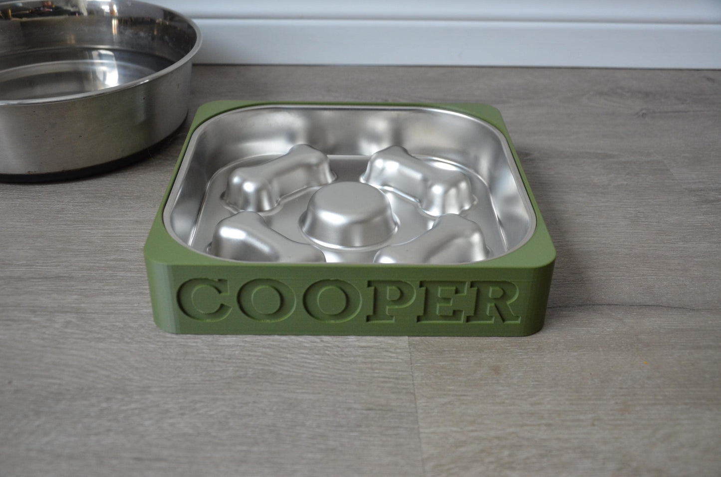 Personalized Slow Feeder Bowl with Square Stainless Steel Insert