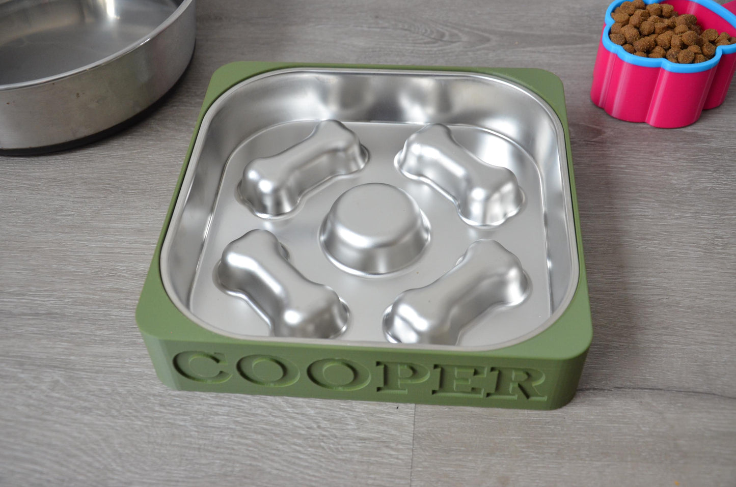 Personalized Slow Feeder Bowl with Square Stainless Steel Insert
