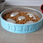 Personalized Slow Feeder Bowl with Aqua Stainless Steel Insert