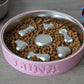 Personalized Slow Feeder Bowl with Bone & Hearts Stainless Steel Insert