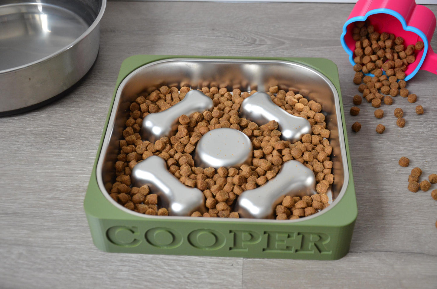 Personalized Slow Feeder Bowl with Square Stainless Steel Insert