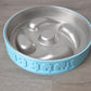 Personalized Slow Feeder Bowl with Aqua Stainless Steel Insert