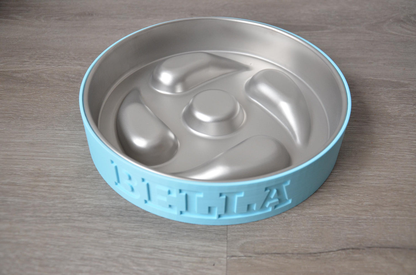 Personalized Slow Feeder Bowl with Aqua Stainless Steel Insert