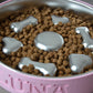 Personalized Slow Feeder Bowl with Bone & Hearts Stainless Steel Insert